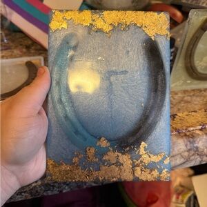 Handcrafted Blue and Gold Resin Art
